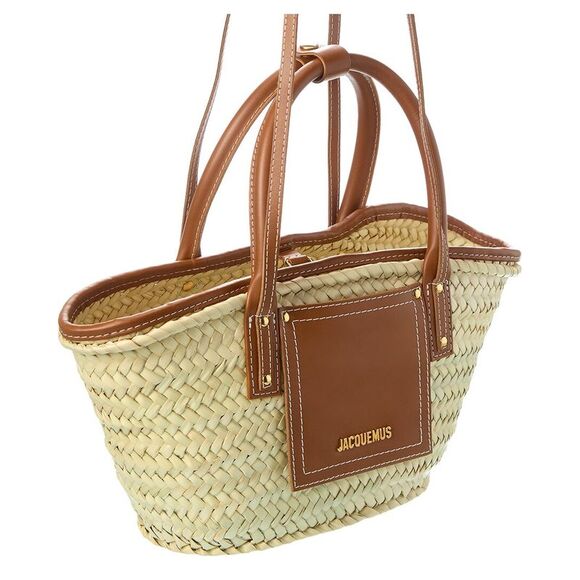 Jacquemus Le Panier Soli Straw & Leather Tote, Brown - Picture 3 of 5